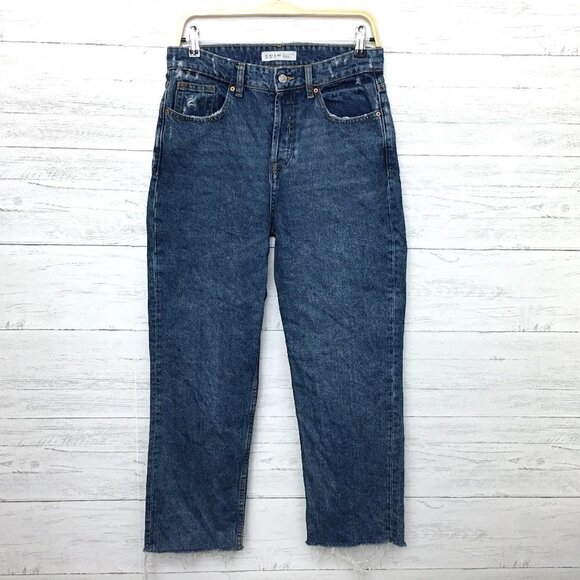Denim & Co. Women's Jeans Straight Leg Button Fly Cotton Denim Size 8 length 26" - Picture 1 of 10